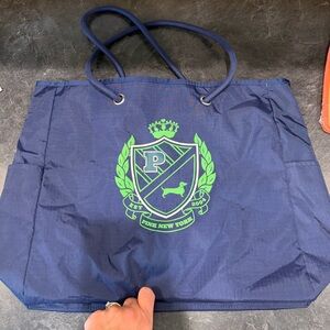 PINK by Victoria Secret 
Navy Tote Bag with Lime Crest Logo
Reversible